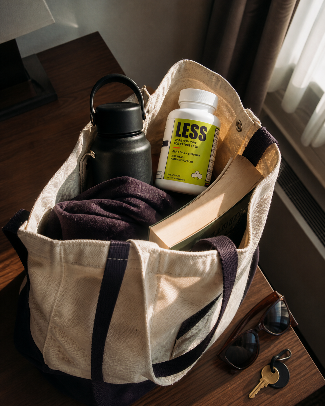 LESS Daily Support packed for travel